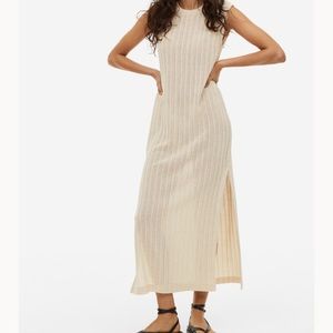 H&M Cream Rib-Knit Dress - Medium